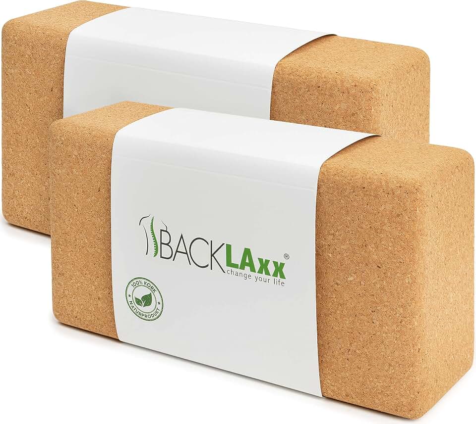 ® Bloque Yoga Corcho | Bloques Yoga 2 Unidades 100% Natural y Sostenible | Ladrillo Suave con la Piel y Fabricado de Forma Ecológica | con Videos de Aplicación | Yoga-Block